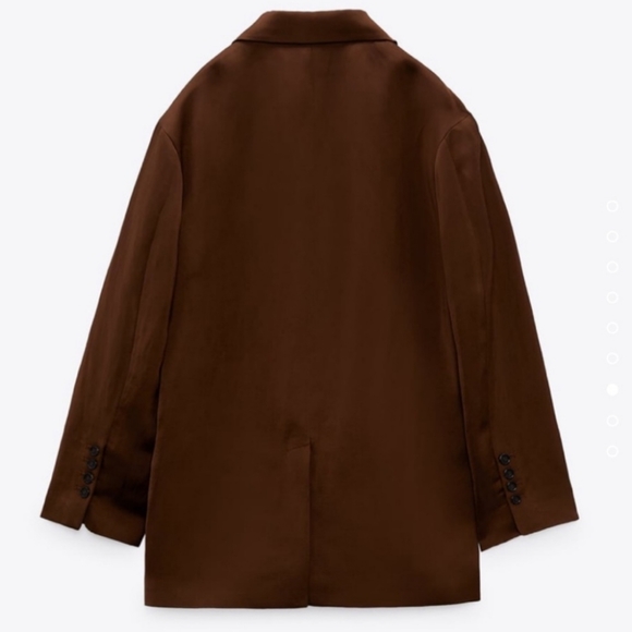 Zara * satin effect straight oversized flowy blazer brown - Picture 14 of 17
